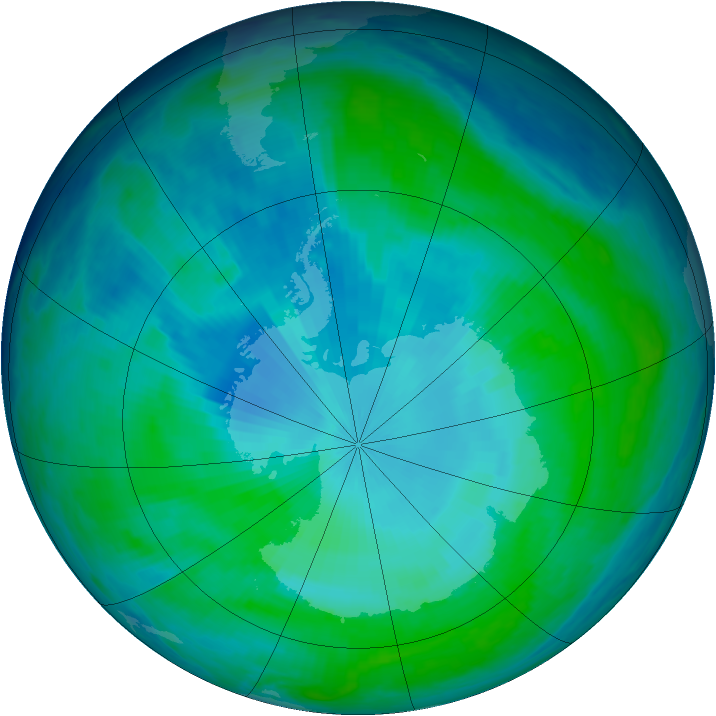 Antarctic ozone map for 02 February 1998